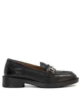 Dune London Dune Grid Leather Monogram Snaffle Trim Loafers - Black, Size 4, Women