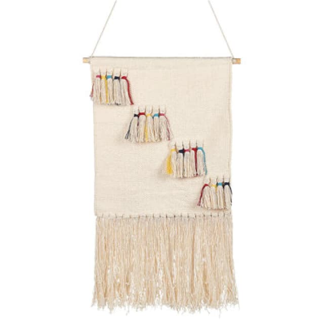 Beliani Fabric Wall Hanging Burewala Cotton 108cm Beige
