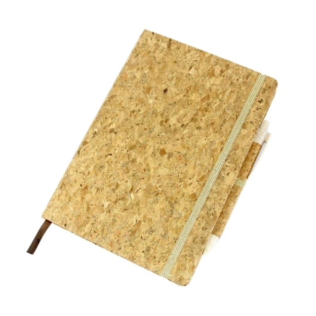 Treat Republic A5 Cork Notebook and Pen with Green Trim White