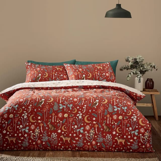 Catherine Lansfield Catherine Lansfield 'Enchanted Twilight Animals' Reversible Duvet Cover Set in Burnt Orange Size: Double Burnt Orange Double Uni