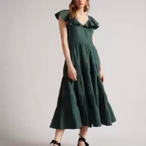 Ted Baker Iveth Ruffle Collar Woven Dress - UK 10