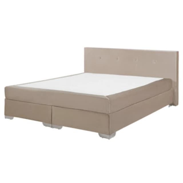Beliani Divan Bed Velvet Consul 180 X 200 Cm (Eu Super King) Light Beige
