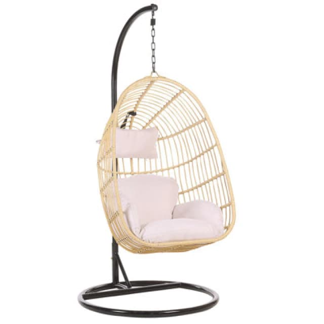 Beliani Hanging Chair With Stand Casoli Pe Rattan Natural