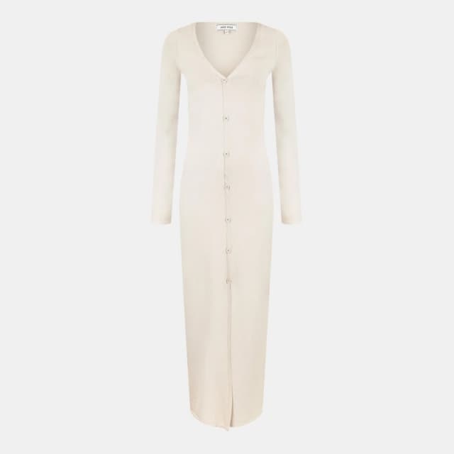 Jack Wills Womens Sparkle Button Maxi Jumper Dress Stone Marl female 8 (XS)