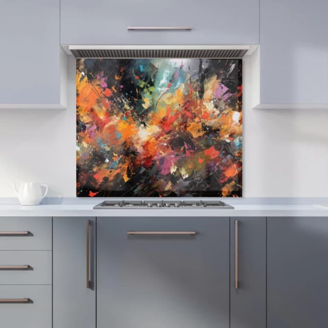 Warren Reed - Designer A Vibrant Abstract Painting Kitchen Splashback in Orange Size: 600mm x 750mm Orange Unisex 600mm x 750mm