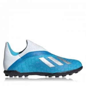 adidas X 19.3 Childrens Laceless Astro Turf Trainers - Cyan/Black