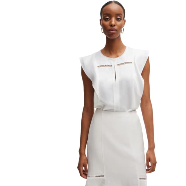 Boss Womens Bileina Short-Sleeve Blouse White female 6 (XS)