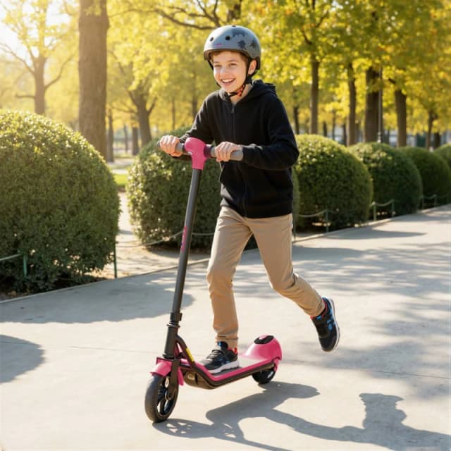 SPORTNOW Electric Scooter, Foldable E Scooter with LED Display in Pink Pink Unisex