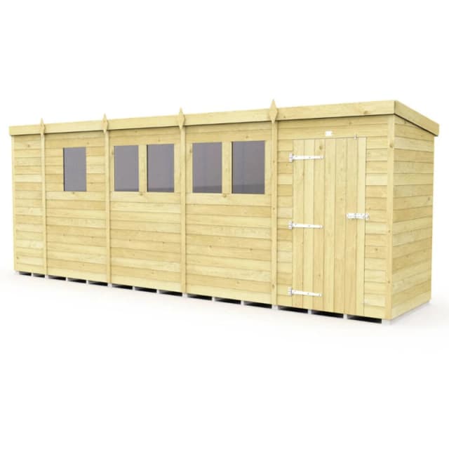 Flat Pack Sheds DIY Sheds 17 x 4 Pent Shed, Brown 17X4PFF