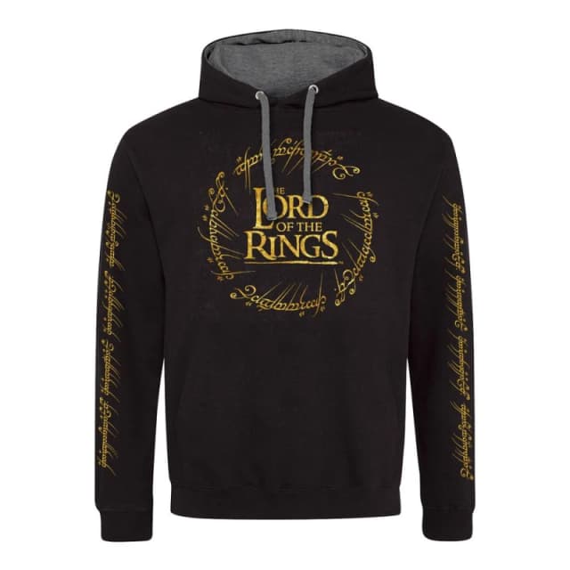 Lord of the Rings Lord of the Rings Men Gold Foil Hoodie in Black Size: large Black L Male 5059958799936