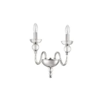 Doge 2 Light Indoor Glass Candle Wall Light Clear, E14