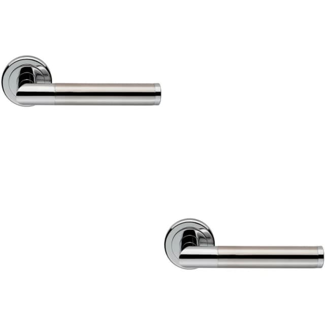 Loops 2x PAIR Sectional Round Bar Lever on Round Rose Concealed Fix Dual Chrome Multi