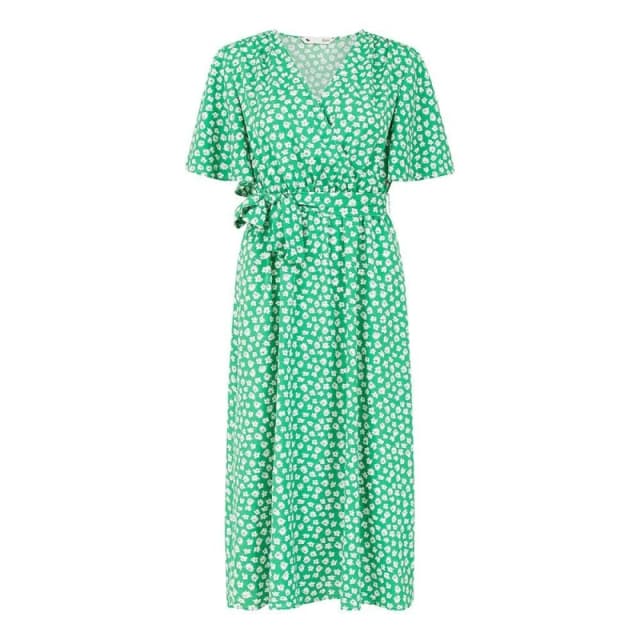 Yumi Yumi Green Daisy Print Wrap Dress Green 8