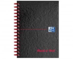 Oxford Black N' Red A6 Wirebound Notebook, 140 Pages, Ruled, Hardback