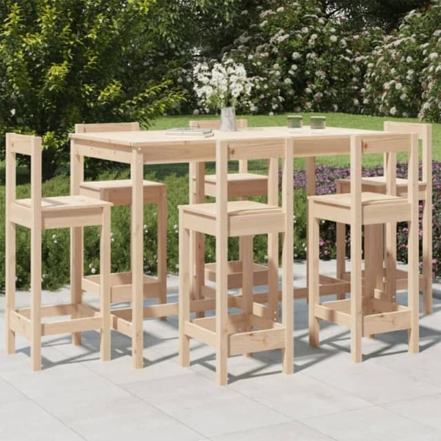 VIDAXL 7 Piece Garden Bar Set Solid Wood Pine Vidaxl 8720845717254