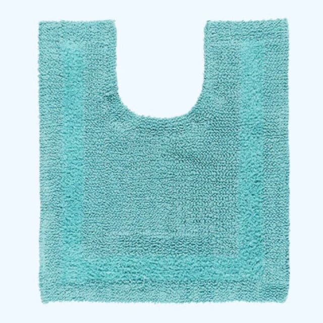 Homescapes Luxury Reversible Cotton Pedestal Mat - Aqua