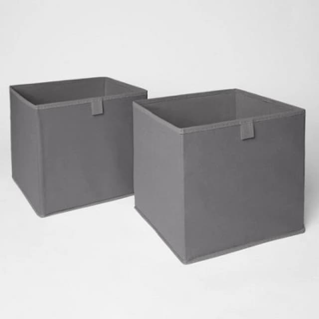 OHS OHS Pack of 2 Plain Folding Cube Storage Boxes in Charcoal Charcoal One Size Unisex 5027434157488