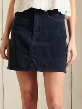Superdry Cord Mini Skirt - Blue Size 28, Women