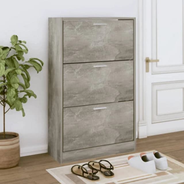 Vidaxl Shoe Cabinet Concrete Grey 63X24X103cm Engineered Wood