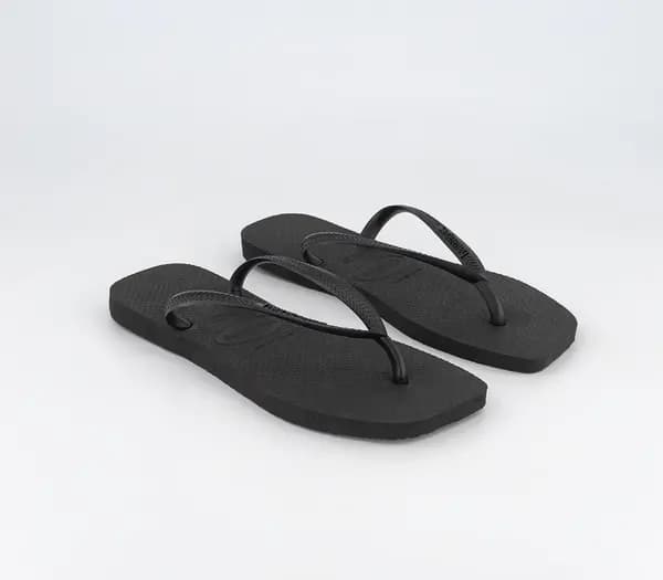 Havaianas Womens Slim Square Flip Flops Black, 6/7