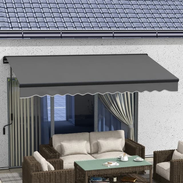 Outsunny Outsunny 3.5 x 2.5m Electric Retractable Awning, Aluminium Frame Dark Grey 5056725500177