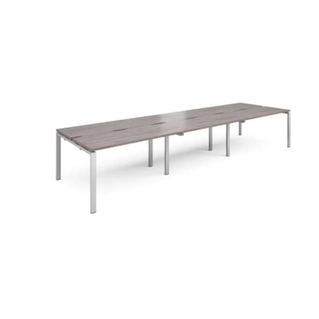 Adapt Adapt sliding top triple back to back desks 4200mm x 1200mm - silver frame, grey oak top STE4212-S-GO