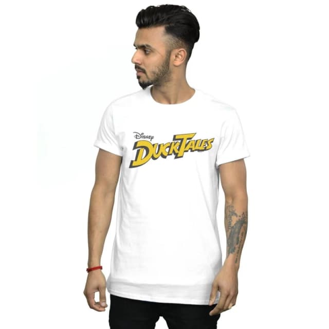 Disney Men Duck Tales Logo T-Shirt in White Size: Small White S Male 5059308860323