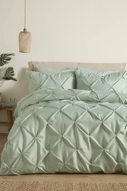 Serene Lara Duvet Cover Bedding Set Steel Sage