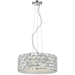 Impex Aruba 5 Light LED Chrome Crystal Pendant Ceiling Light
