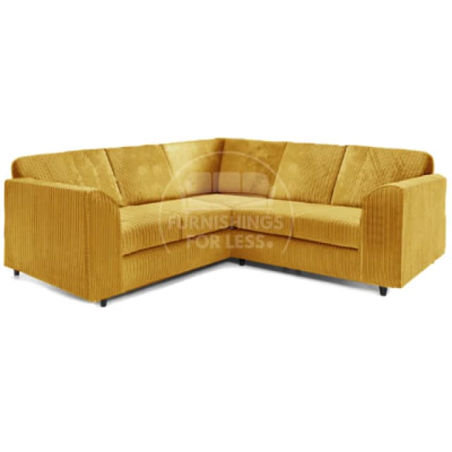 Furnishings For Less UK Ferguson Mustard 5 Seater Fabric Corner Sofa L Shaped Jumbo Cord - Full Back