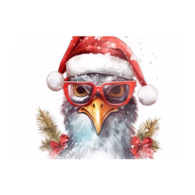 Warren Reed Designer Splashart Turkey In A Santa Hat Chopping Board