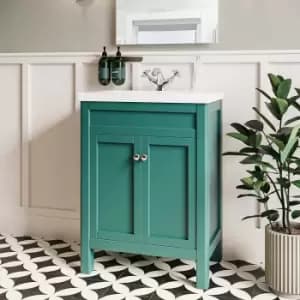 600mm Green Freestanding Vanity Unit with Basin - Avebury