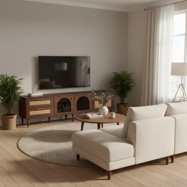 Urban Meuble Brown Wood TV Stand with Ample Storage Brown unisex One Size