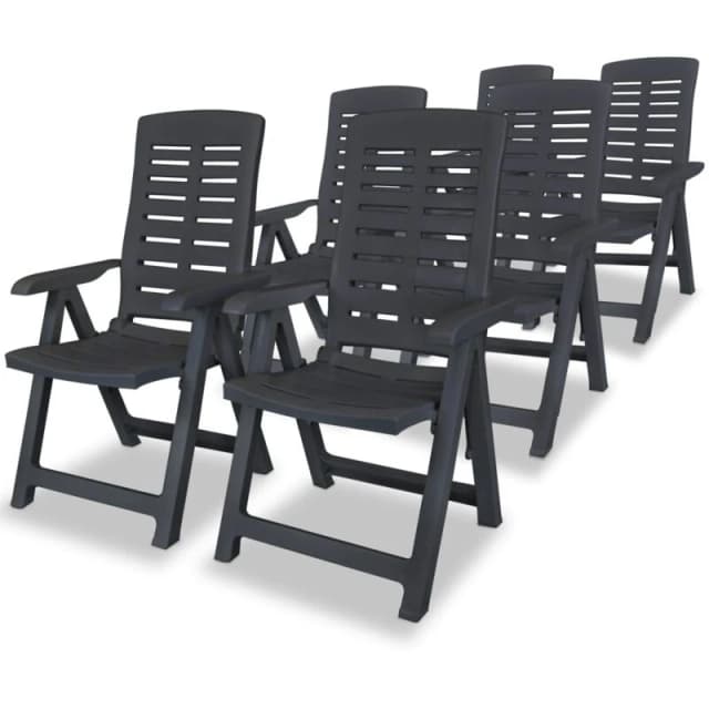 vidaXL 6x Reclining Garden Chairs 60x61x108cm Plastic Anthracite Foldable Seat