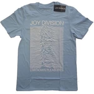 Joy Division - Unknown Pleasures White On Blue Unisex Large T-Shirt - Blue