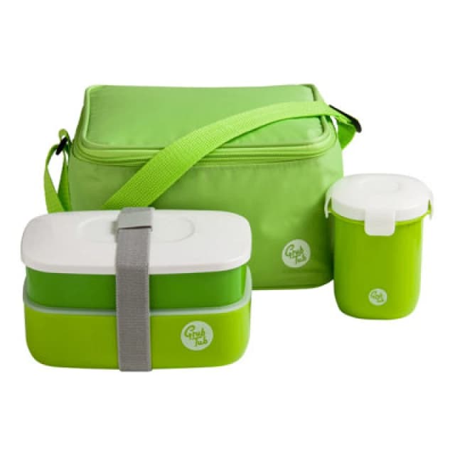 Premier Housewares Organized Green 3PC Lunch Box, Leak Proof Tiffin Box, Comfortable Packed Lunch Box, Portable Lunch Container Green
