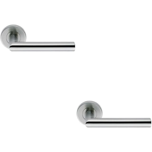 Loops 2x PAIR Mitred Round Bar Handle Ringed Design Conceled Fix Satin Steel Metallics