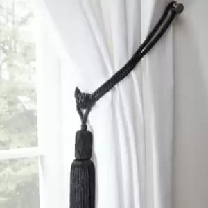 Emma Barclay Trellis Woven Tasselled Tie Back, Black