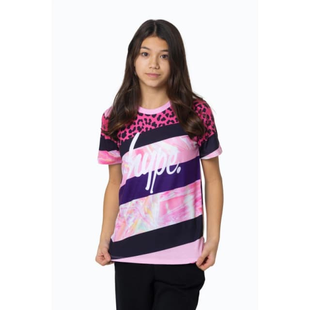Hype Multi Dark Pink Stripe T-Shirt Multi female