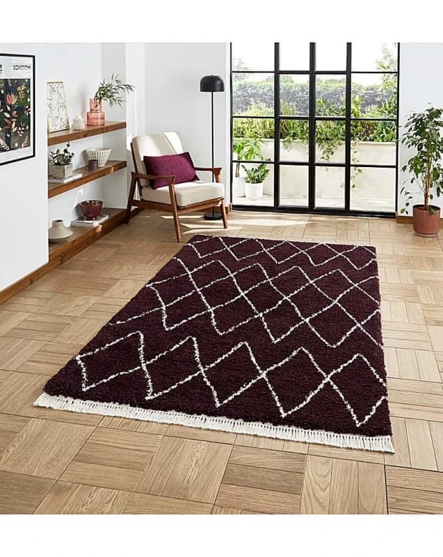 Think Rugs Think Rugs Boho Fringe Rug Purple - Think Rugs - Size: 120X170 Purple 120X170 RT37314