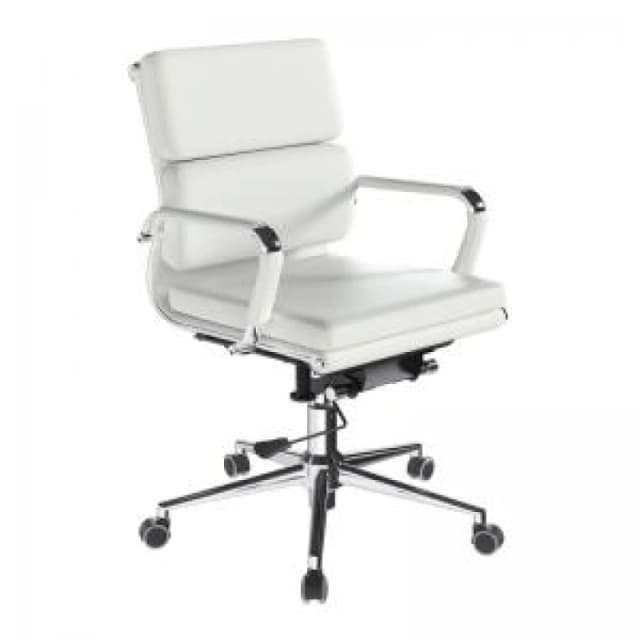 Avanti Nautilus Designs Avanti Medium Back Bonded Leather Executive Office Chair With Individual Back Cushions and Fixed Arms White - BCL/5003/WH BCL/