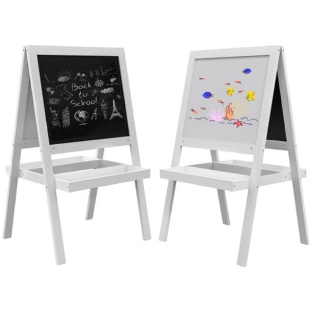 AIYAPLAY 2-in-1 Double-Sided Easel for Kids, with Storage Shelf- Blue - Aiyaplay 5056725555658