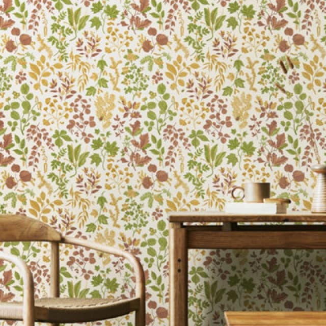Hoopla Walls Botanical Leaves - Ginger & Olive 10M Wallpaper