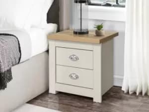 Birlea Highgate Cream and Oak Effect 2 Drawer Bedside Flat Packed