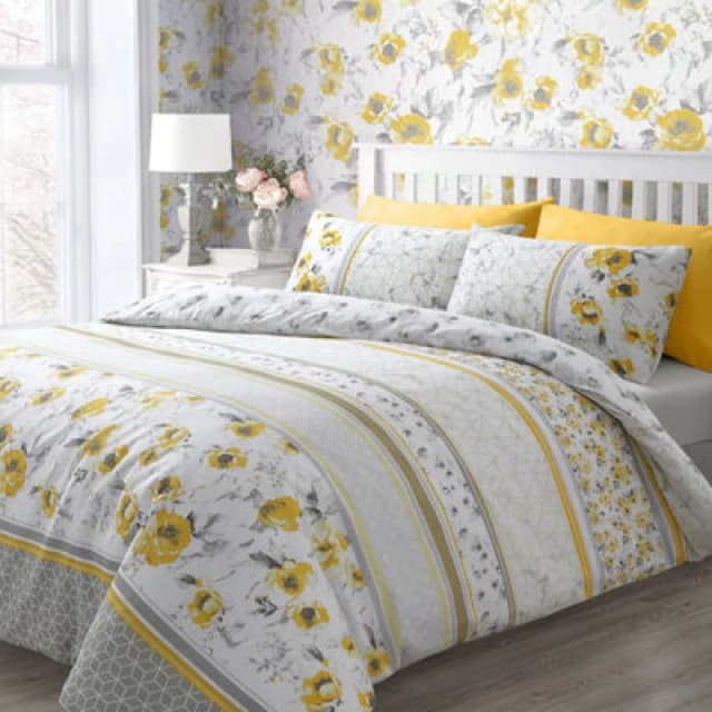 Velosso Contemporary Bedding Collection, Modern Floral Duvet Cover And Pillowcase Set Easy-Care Textile - Multicolour