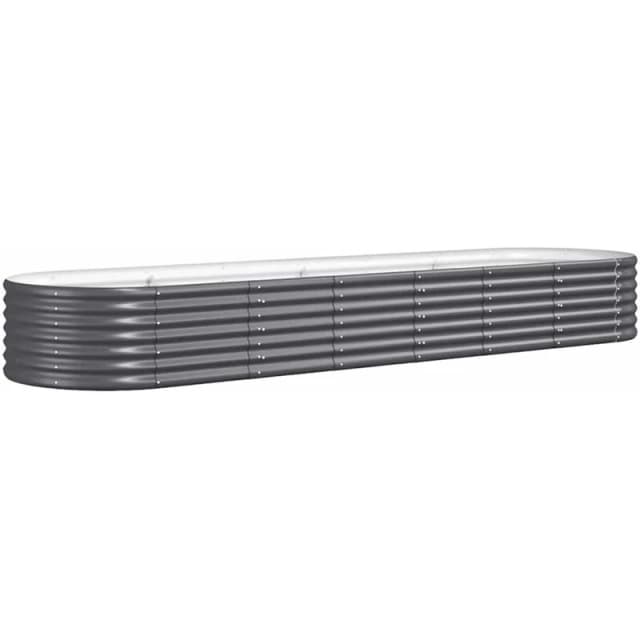 vidaXL Garden Raised Bed Powder-coated Steel 296x80x36cm Anthracite, Grey 318926