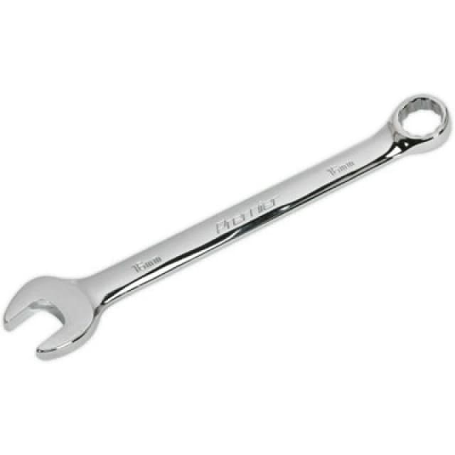 Loops 16mm Steel Combination Spanner - Long Slim Design Combo Wrench - Chrome Vanadium Metallics