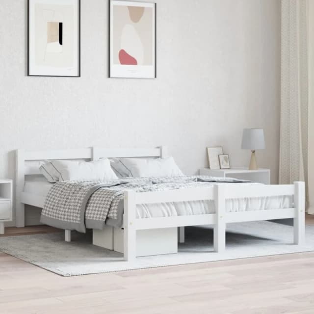 VIDAXL Bed Frame without Mattress White Solid Pinewood 120x200cm Vidaxl 8720286327371