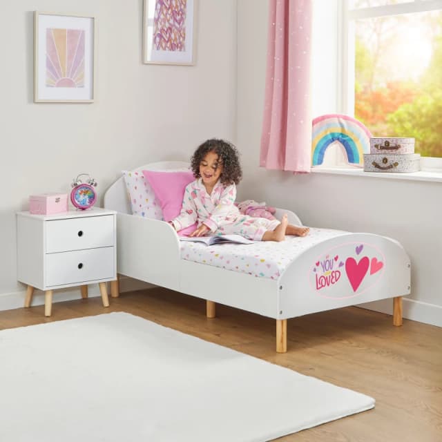Liberty House Toys Kids White Toddler Bed - You Are Loved Size: Cot Bed White Unisex Cot Bed