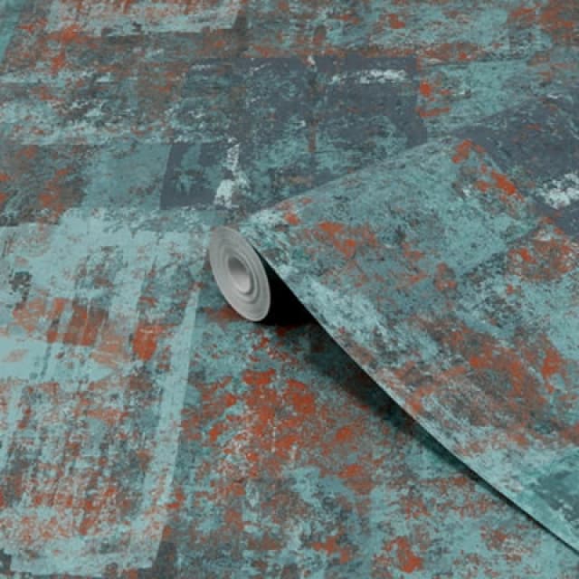Boutique Industrial Concrete Verdigris Blue Concrete Effect Textured Wallpaper